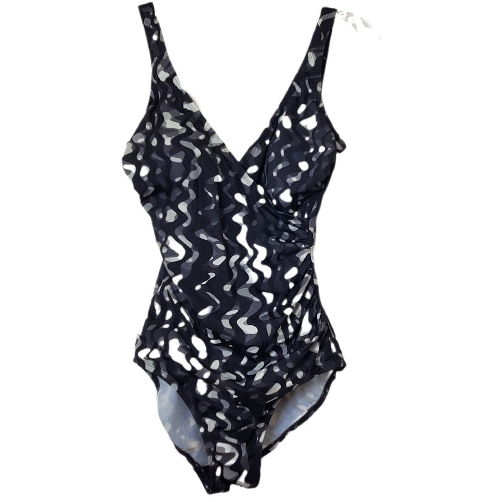 Miraclesuit One Piece Swimsuit‎ Black White Abstract Print Women's Size 8